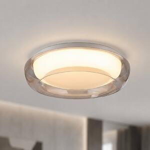 Searchlight Stropné LED svetlo Jude Flush, jantárová farba, Ø 30 cm,, Krémová / jantárovo žltá, Obývacia izba / jedáleň, kov, Závesné svietidlo