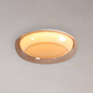 Searchlight Stropné LED svetlo Jude Flush, jantárová farba, Ø 40 cm,, Krémová / jantárovo žltá, Obývacia izba / jedáleň, kov, Závesné svietidlo