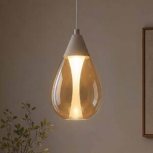Searchlight LED závesné svietidlo Pear, 1-pl., béžové, sklo jantárové, 3 000 K, Krémová / jantárovo žltá, Obývacia izba / jedáleň, kov, Moderný, Závesné svietidlo