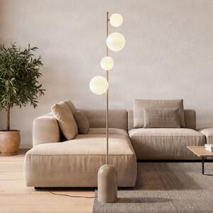EMIBIG LIGHTING Stojacia lampa Etno LP4, béžová, sklo/oceľ, výška 140 cm, G9, Krémová / jantárovo žltá, Obývacia izba / jedáleň, Sklo, Moderný