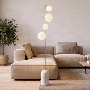 EMIBIG LIGHTING Stojacia lampa Etno LP4, biela, sklo/oceľ, výška 140 cm, G9, Biela / opálová, Obývacia izba / jedáleň, Sklo, Moderný