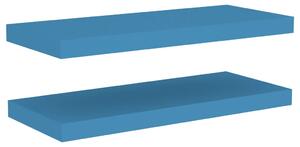 Plávajúce nástenné police 2 ks, modrá 60x23,5x3,8 cm, MDF