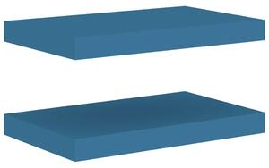 Plávajúce nástenné police 2 ks modré 40x23x3,8 cm MDF