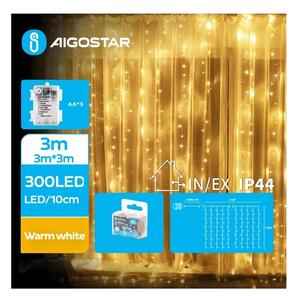 Aigostar - LED Vonkajšia vianočná reťaz 300xLED/8 funkcií 3xAA 6x2m IP44 teplá biela