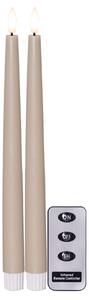 LED sviečka Flamme Slim Beige – set 2 ks + diaľkové ovládanie