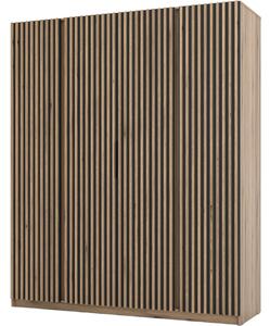 MEBLINE Skriňa 200cm KAYA 15 dub evoke / čierna / dub evoke