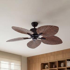 Stropný ventilátor Lucande Silvaris, priemer 132 cm, vzhľad dreva, DC, tichý, Tmavé drevo, Obývacia izba / jedáleň, Plast, Škandinávsky