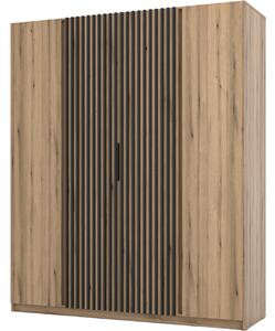 MEBLINE Skriňa 200cm KAYA 13 dub evoke / dub evoke / čierna