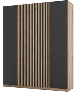 MEBLINE Skriňa 200cm KAYA 13 dub evoke / čierna / dub evoke