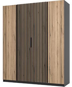 MEBLINE Skriňa 200cm KAYA 13 čierna / dub evoke / čierna
