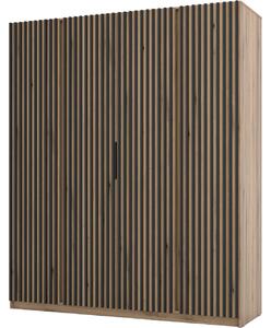 MEBLINE Skriňa 200cm KAYA 15 dub evoke / dub evoke / čierna