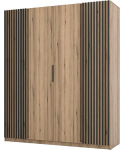 MEBLINE Skriňa 200cm KAYA 11 dub evoke / dub evoke / čierna