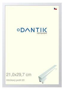 DANTIK rám na obraz 21x29,7 | ALU Bílá matná (Sklo Čiré)