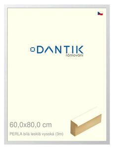 DANTIK rám na obraz 60x80 | PERLA bílá lesklá vysoká (Plexi Čiré)