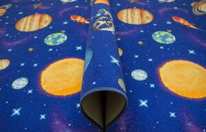 Detský metrážny koberec Galaxy planéty, rakety