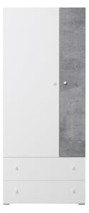 Šatníková skriňa SIGMA 2, 80x190x50, biela/betón