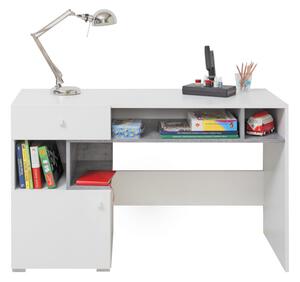 Písací stôl SIGMAR, 125x76x55, biela/betón