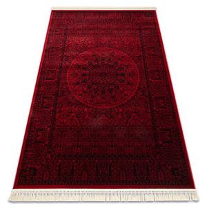 Koberec ORIENT 6039 so strapcami, rám / orientálny / rozeta, bordový / čierny