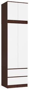 Šatníková skriňa s nástavcom 60 cm WREN - wenge / biela