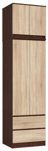 Šatníková skriňa s nástavcom 60 cm WREN - wenge / dub sonoma