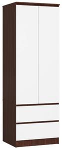 Šatníková skriňa so šuplíkmi 60 cm WREN - wenge / biela