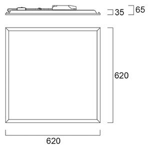 Vstavaný LED panel START, biely, 62 x cm, DALI, 33 W, UGR19, Biela / opálová, Pracovňa / Kancelária, kov, Zapustené stropné svietidlo