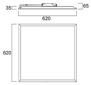 Vstavaný LED panel QUANTUM, biely, 62 x cm, DALI, 26 W, UGR19, IP54, Biela / opálová, Pracovňa / Kancelária, kov, Zapustené stropné svietidlo