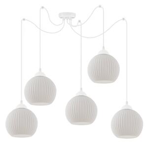 Závesné svietidlo Riffle Round Spider, 5x biele sklenené tienidlo, w