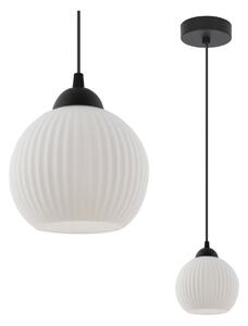 Závesné svietidlo Riffle Round, 1x biele sklenené tienidlo, b