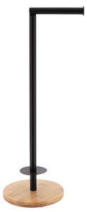Stojan na toaletný papier Black Bamboo, čierna/s drevenými prvkami, o