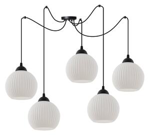 Závesné svietidlo Riffle Round Spider, 5x biele sklenené tienidlo, b