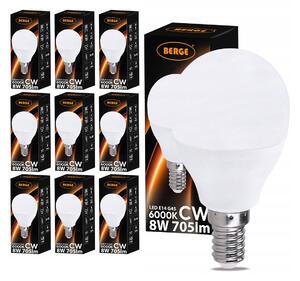 BERGE 10x LED žiarovka g45 E14 8W 705lm studená biela 6000k