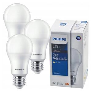 3x LED žiarovka PHILIPS E27 10W 1055lm 2700k výkonná eyecomfort