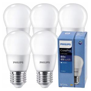 5x LED žiarovka PHILIPS E27 7W 806lm 115lm/w 4000k eyecomfort corepro
