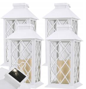 BERGE 4x Záhradný LED solárny lampáš, lampáš, sviečka, biely 2V 300MHA