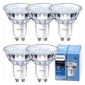 5x LED žiarovka PHILIPS GU10 3,5W 255lm 36° 2700k eyecomfort corepro