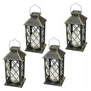 BERGE 4x Solárne LED záhradné lampáše, lampáše, sviečky, hnedé 2V 35MA