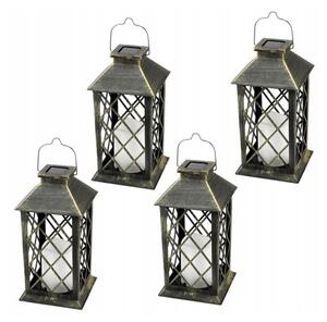 BERGE 4x Solárne LED záhradné lampáše, lampáše, sviečky, hnedé 2V 35MA