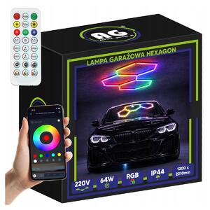 BERGE HEXAGON RGB 64W LED lampa na osvetlenie panelov, dielňa, domácnosť + aplikácia na diaľkové ovládanie