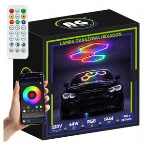 BERGE HEXAGON RGB 64W LED lampa na osvetlenie panelov, dielňa, domácnosť + aplikácia na diaľkové ovládanie