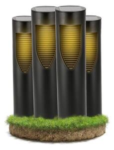 BERGE 4x solárna záhradná lampa, vodotesná, so senzorom súmraku, LED stĺpik