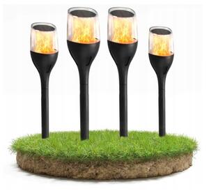 BERGE 4x Solárne záhradné LED lampy Silný plameň 65 cm
