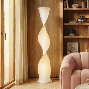 Lucande LED stojacia lampa Novelle, biele, výška 137 cm, Ø 29 cm, Biela / opálová, Obývacia izba / jedáleň, Plast, Dizajn, Stojaca lampa