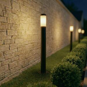 Stojacia lampa Lindby Statius, antracit/opál, železo, 100 cm, Čierna, kov, Moderný, Osvetlenie príjazdovej cesty