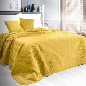 Obojstranný prešívaný prehoz na posteľ žltej farby Šírka: 220 cm | Dĺžka: 240 cm