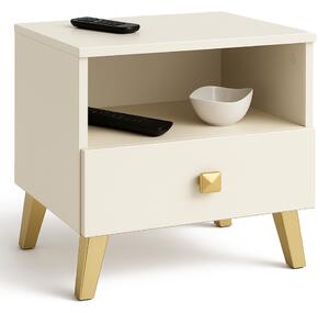 Ak furniture Nočný stolík MOBI K-01 kašmír/zlatý