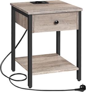 Nočný stolík Vasagle Ferira 40 cm s nabíjacou stanicou čierny/sivý