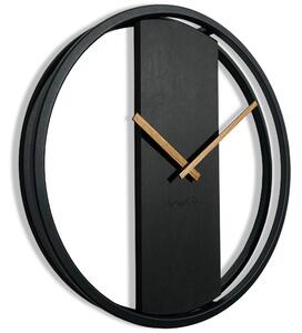 Dekorstudio Kovové hodiny s dubovým drevom LOFT OVAL čierne