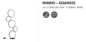 Stojatá lampa RONDO Black LED36W, 3000K, H115cm