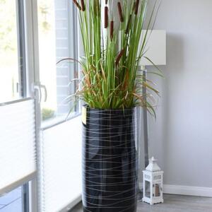 Luxusný kvetináč ASCONIA, sklolaminát, výška 95 cm, čierny lesk